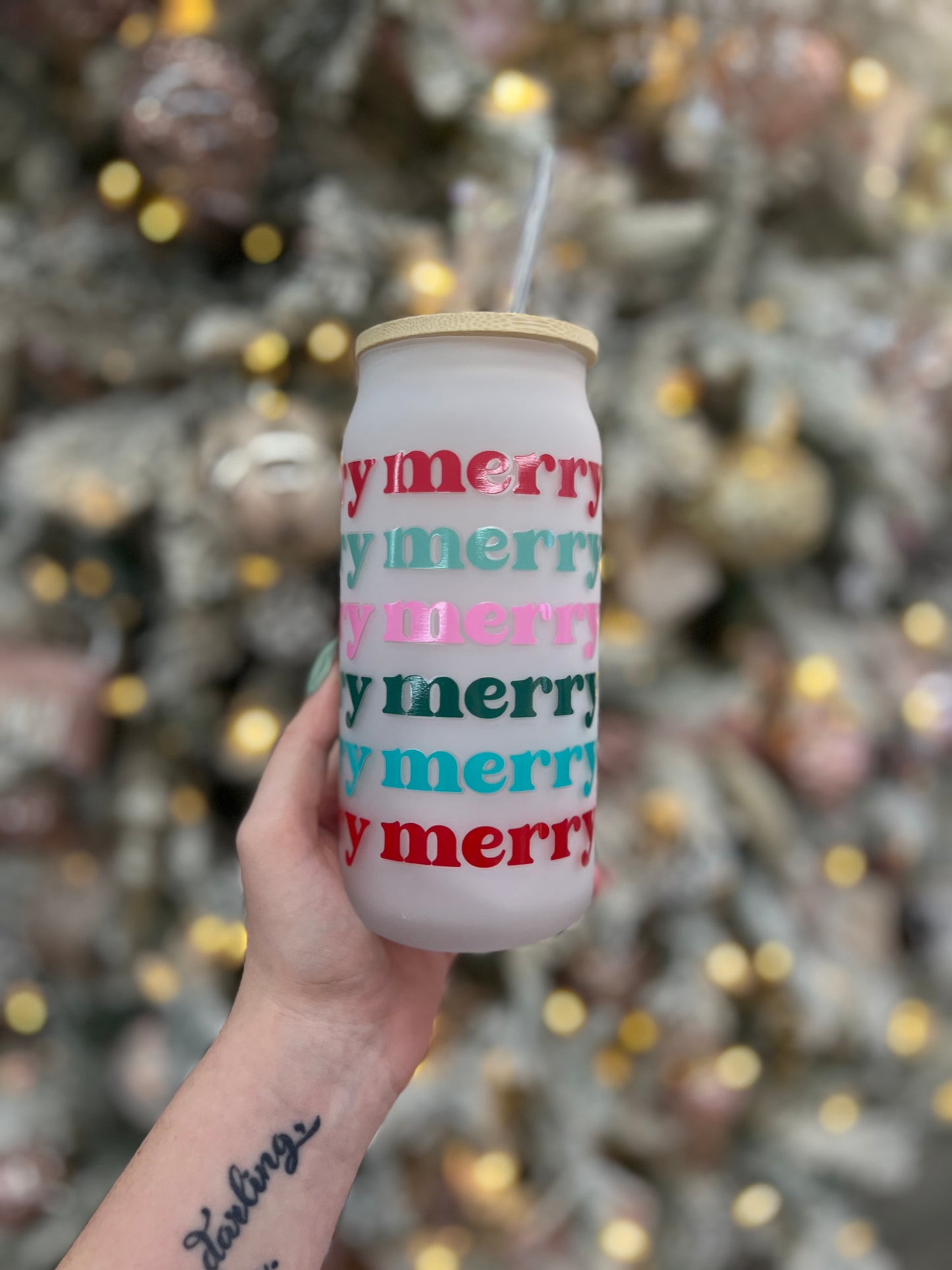 Merry Frosted Glass Cup
