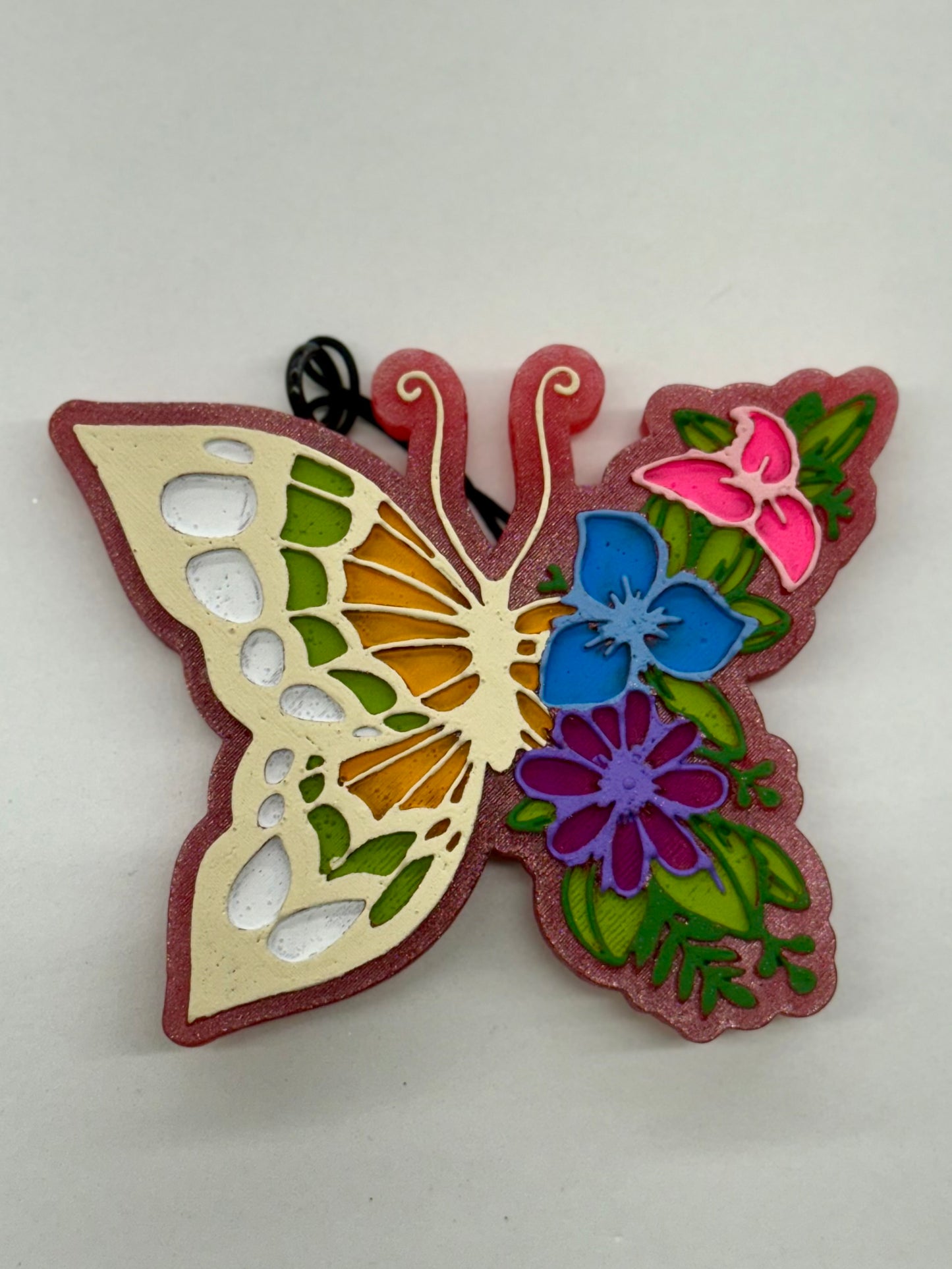 Pink Floral Butterfly Car Freshie - Diva