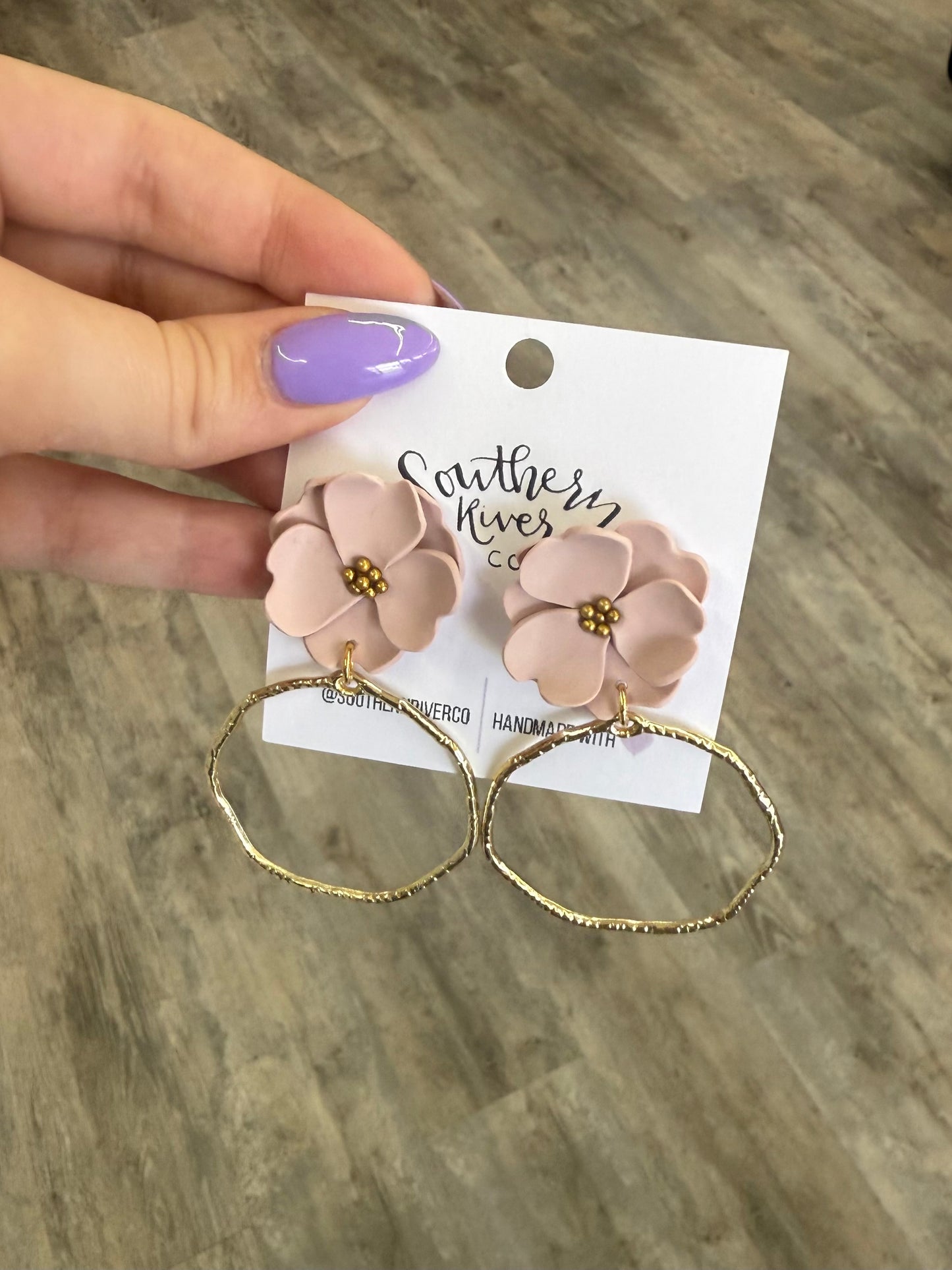 Blush Flower Gold Dangles