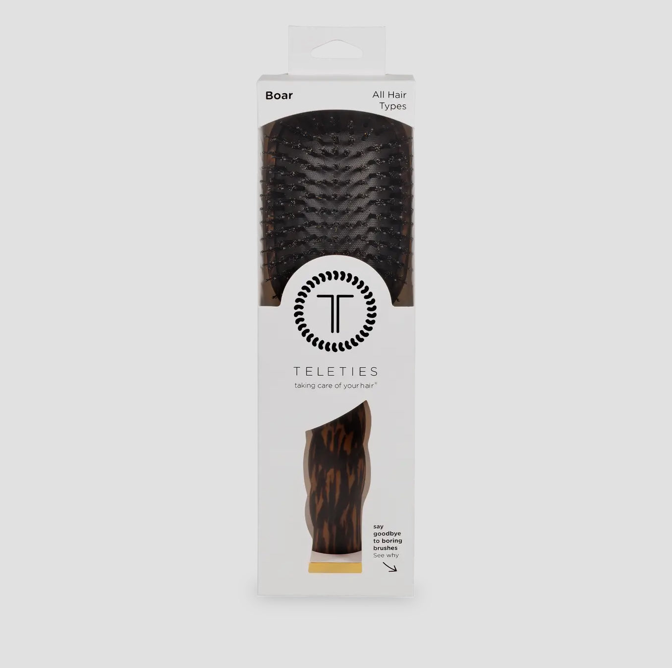 TELETIES Tortoise Boar Bristle Hair Brush