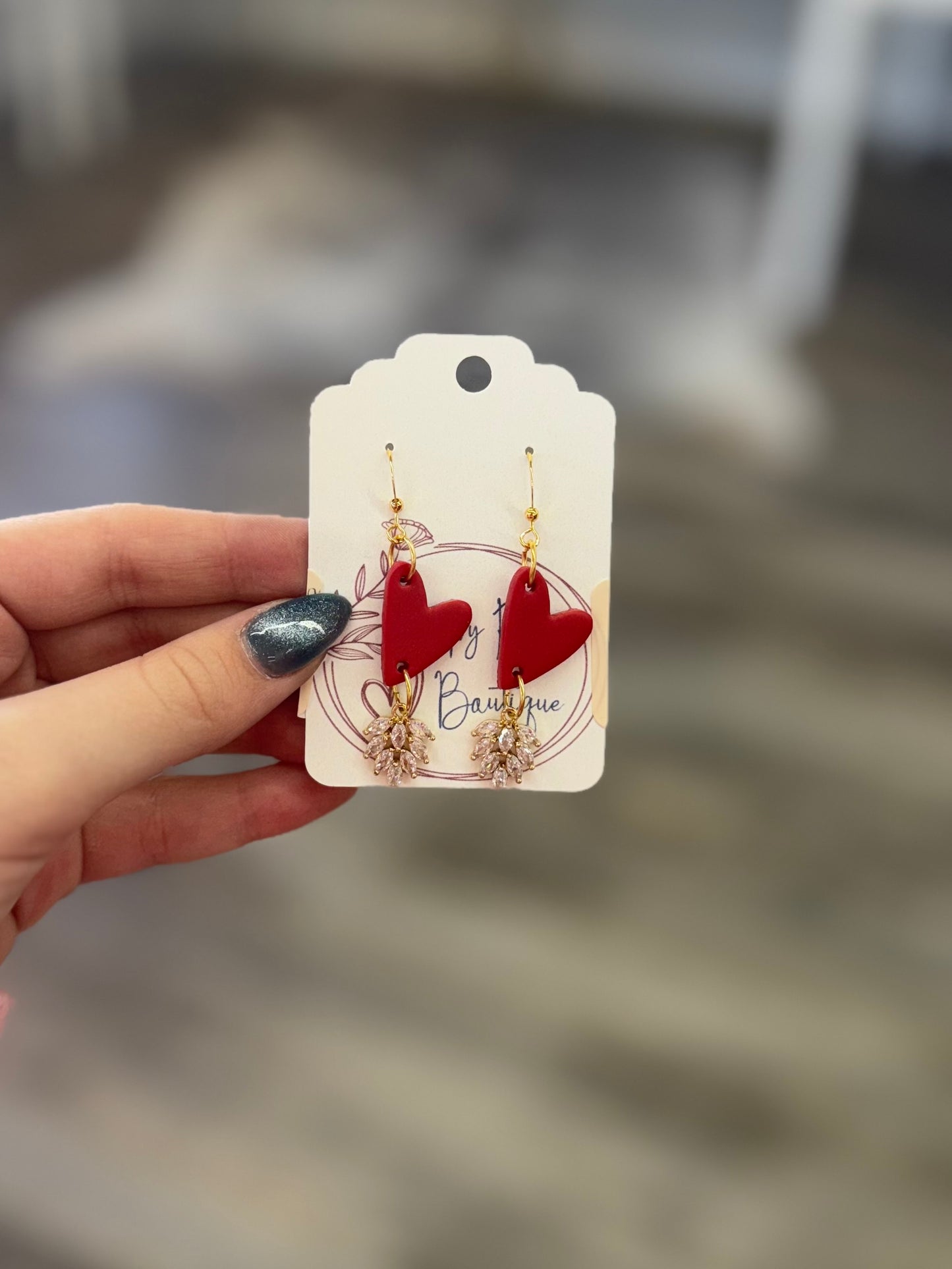 Red Crystal Heart Dangle Earring