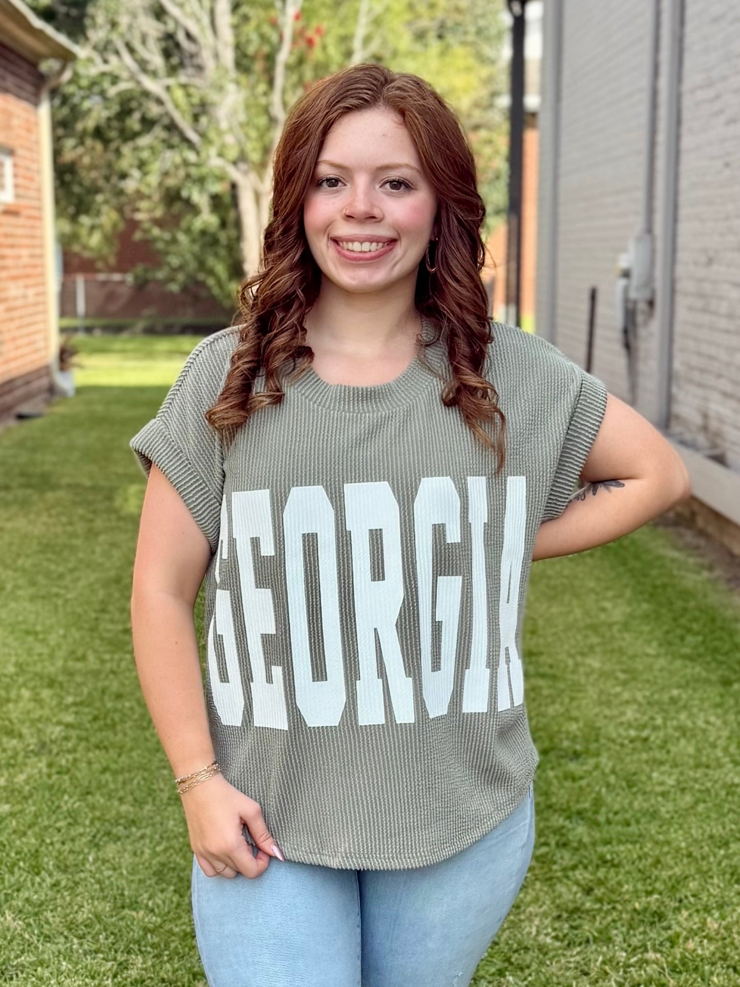 Olive GA Knit Sweater Tee