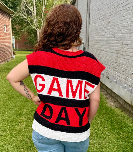 Red & Black Game Day Sweater Top