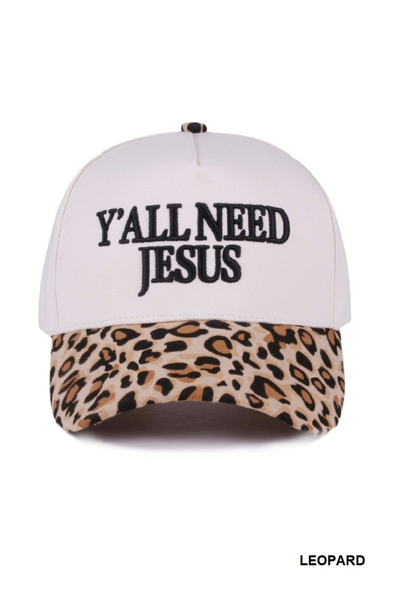 Leopard Y’all Need Jesus Cap
