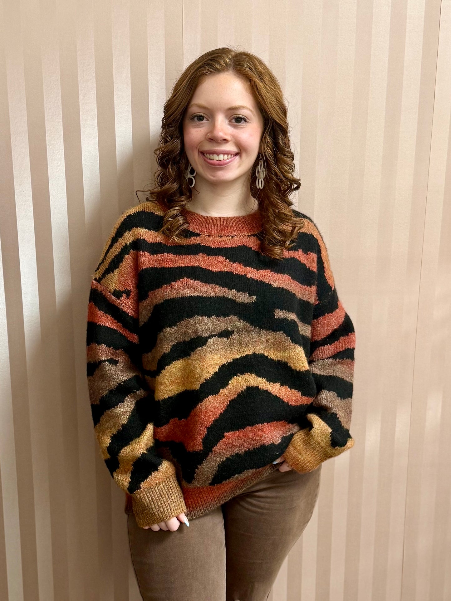 Sunset Gradation Zebra Print Sweater