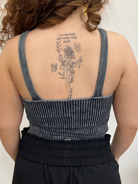 Ash Black Washed Ribbed Seamless Bra Padded V-Neck Tank