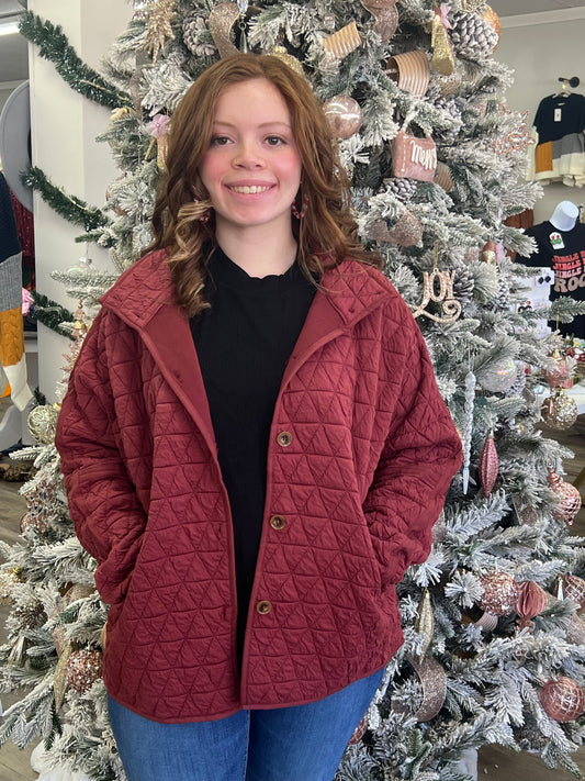 Soft Quilted Fall Winter Jacket / Terracotta