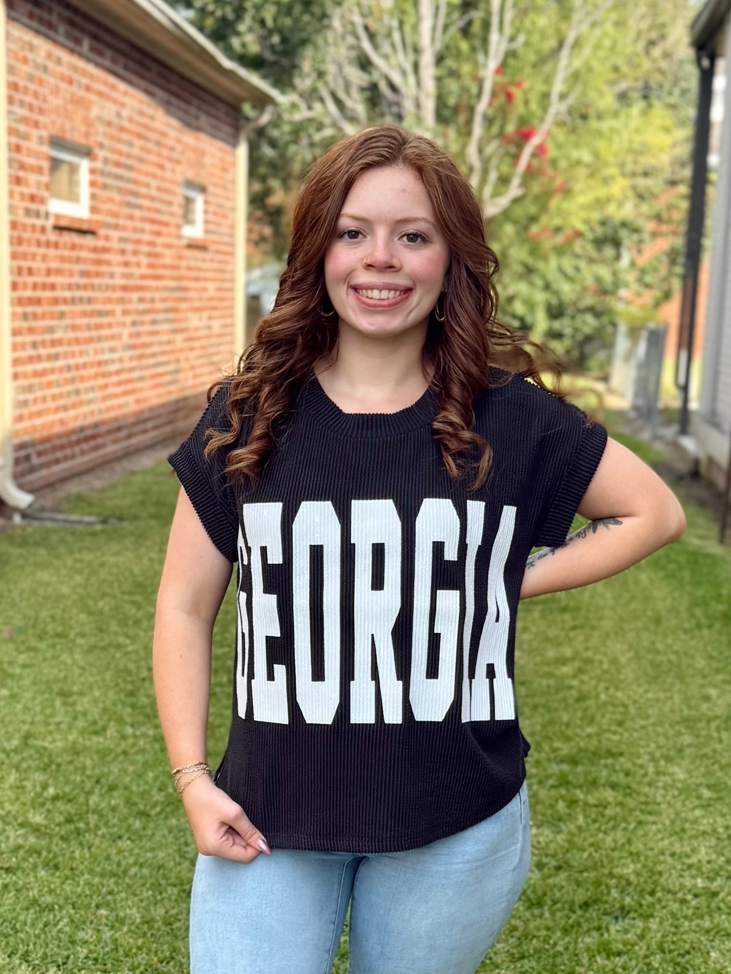 Black GA Knit Sweater Tee