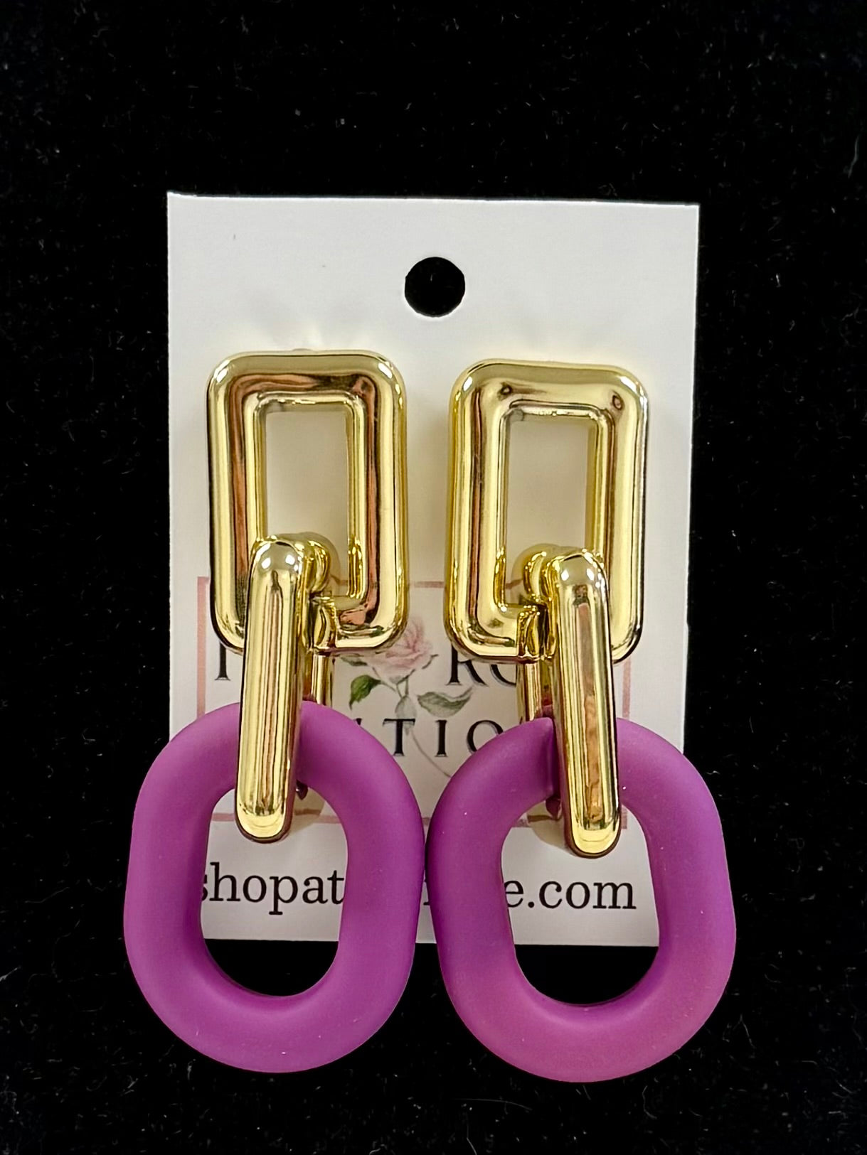 Purple & Gold Chunky Chain Earrings