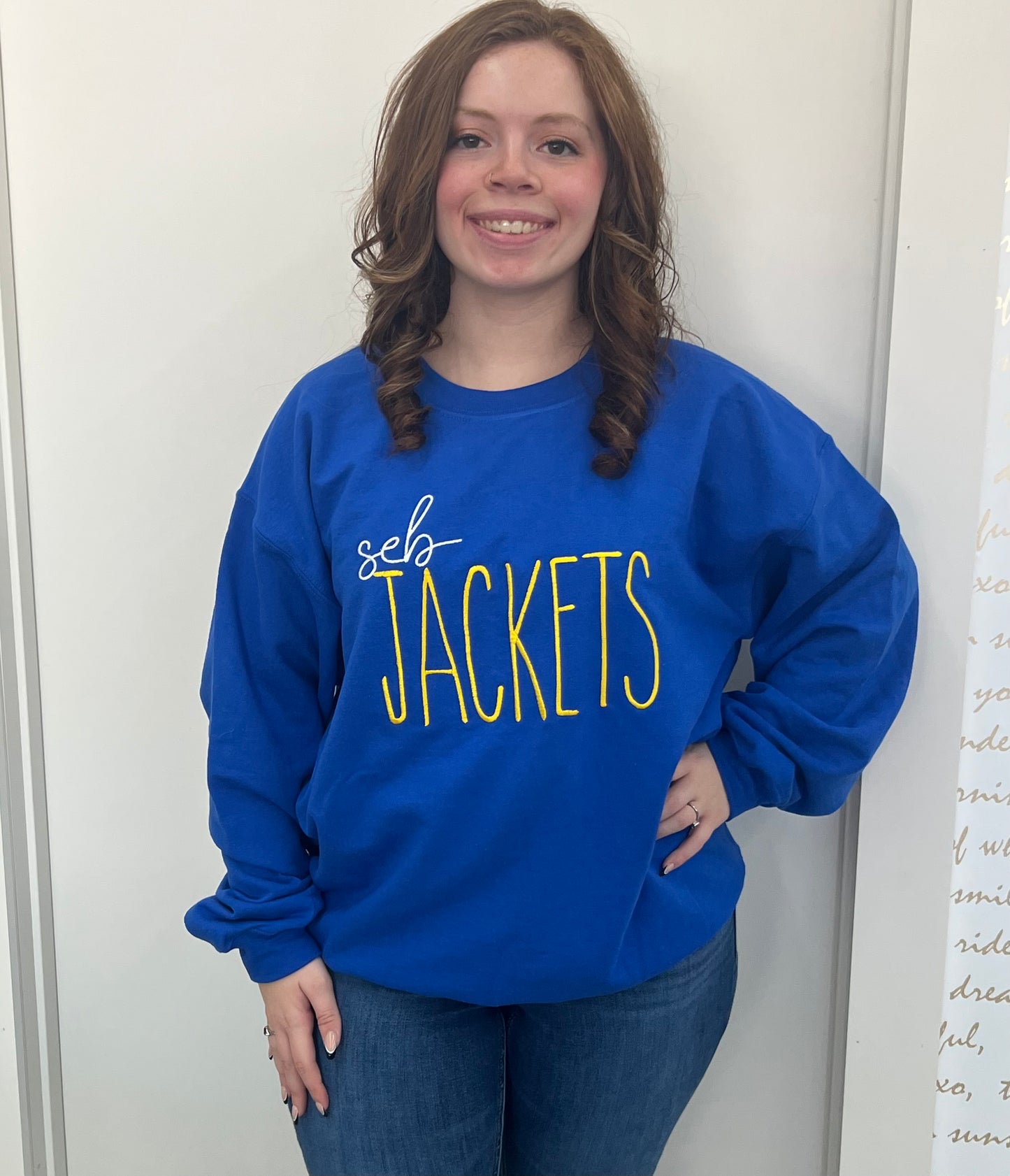 Blue Embroidered SEB Jackets Crewneck