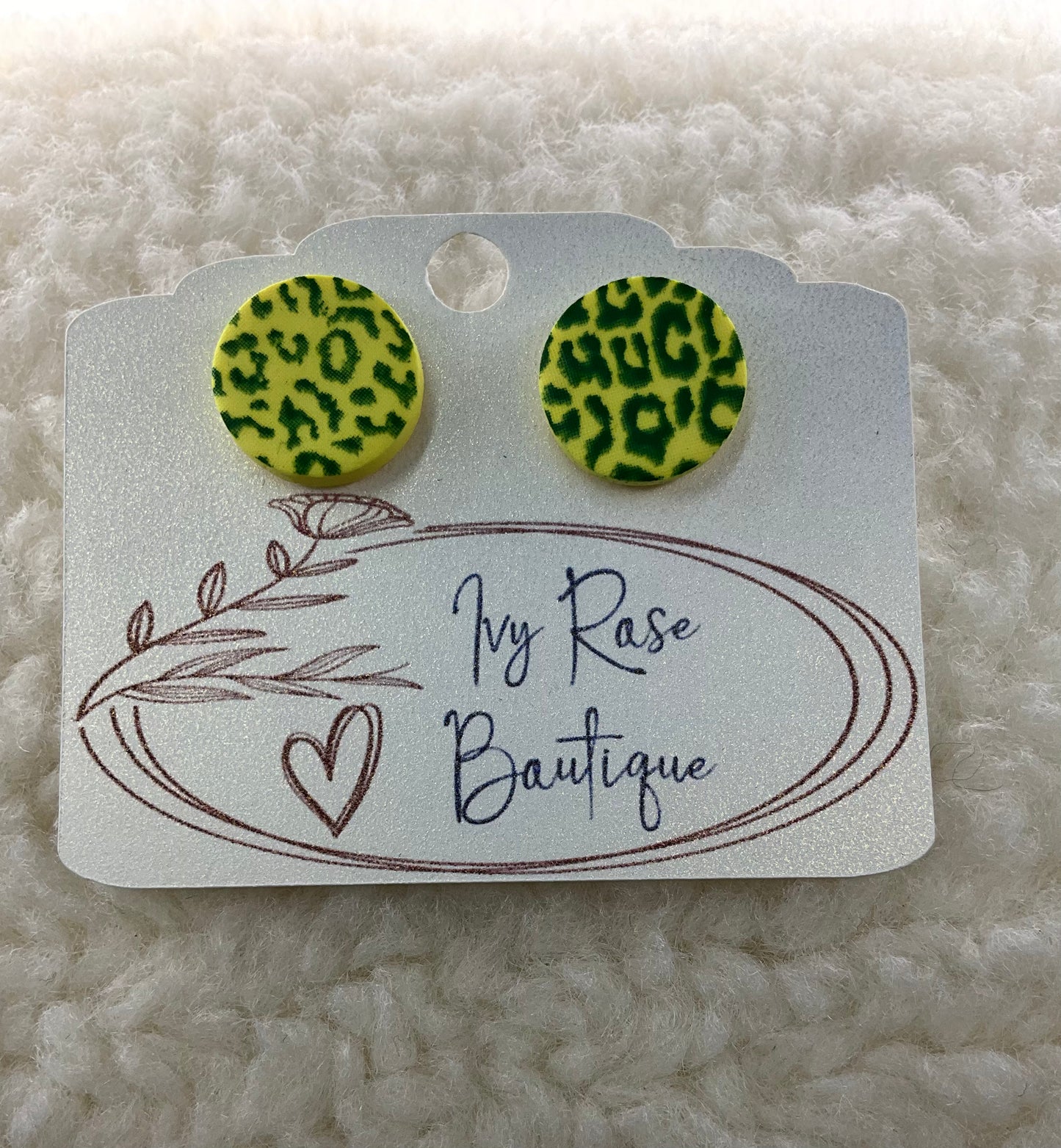 Clay Yellow Cheetah Studs