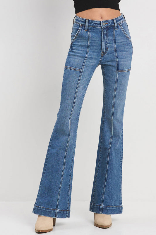 Utility Pocket Seam Flare Jeans