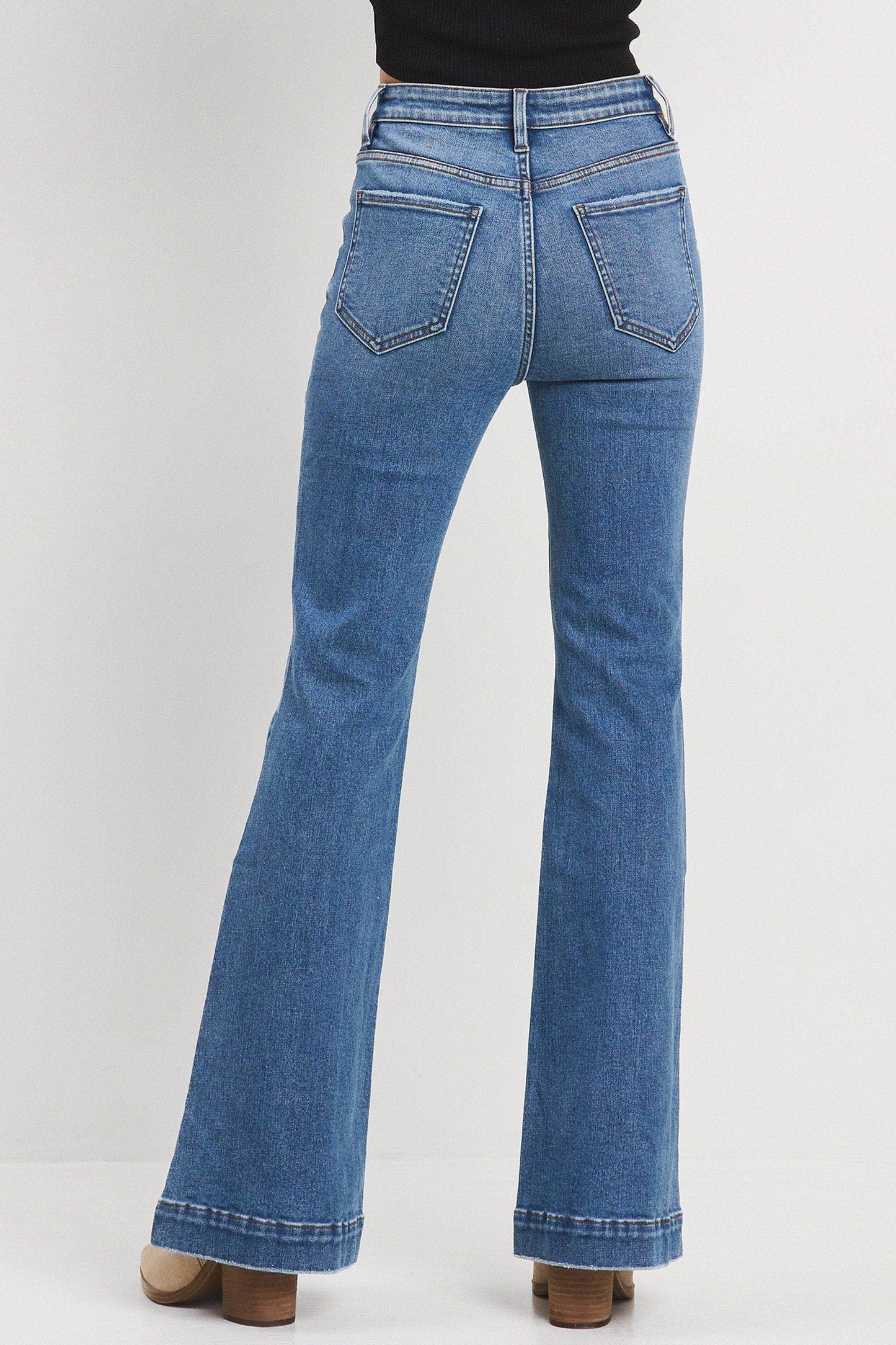 Utility Pocket Seam Flare Jeans