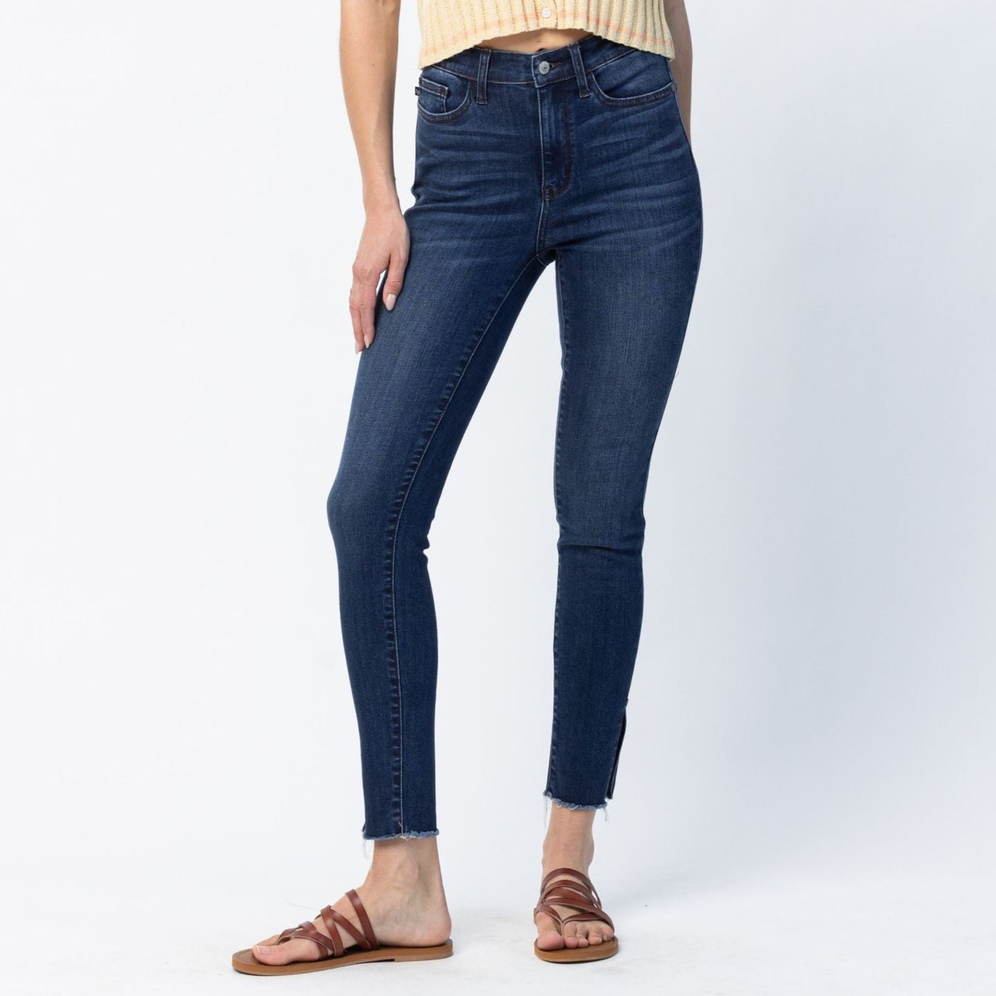 Judy Blue Plus High Waist Side Slit Skinny