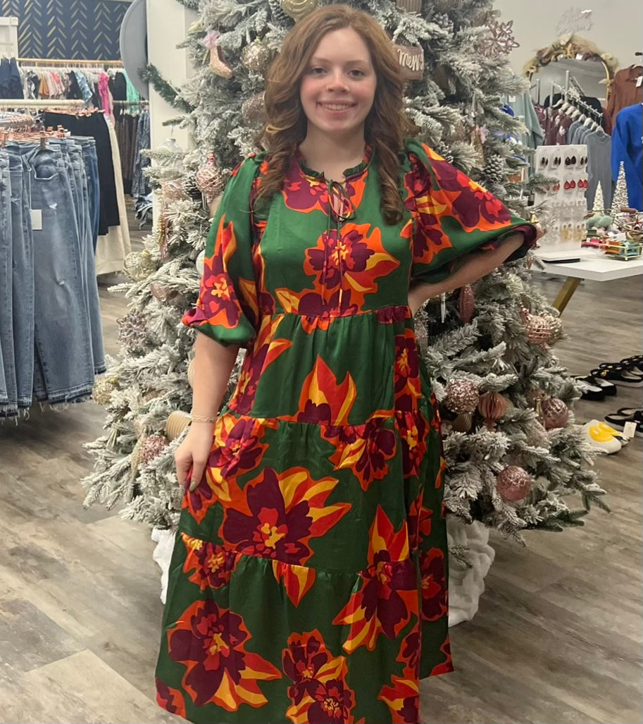 Satin Floral Dress