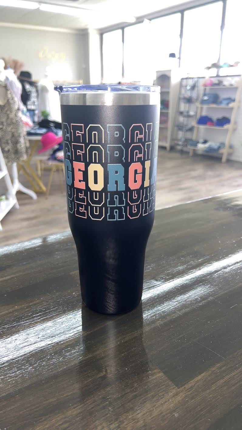 Georgia Stanley Dupe Tumbler, Tumbler with Handle-Black