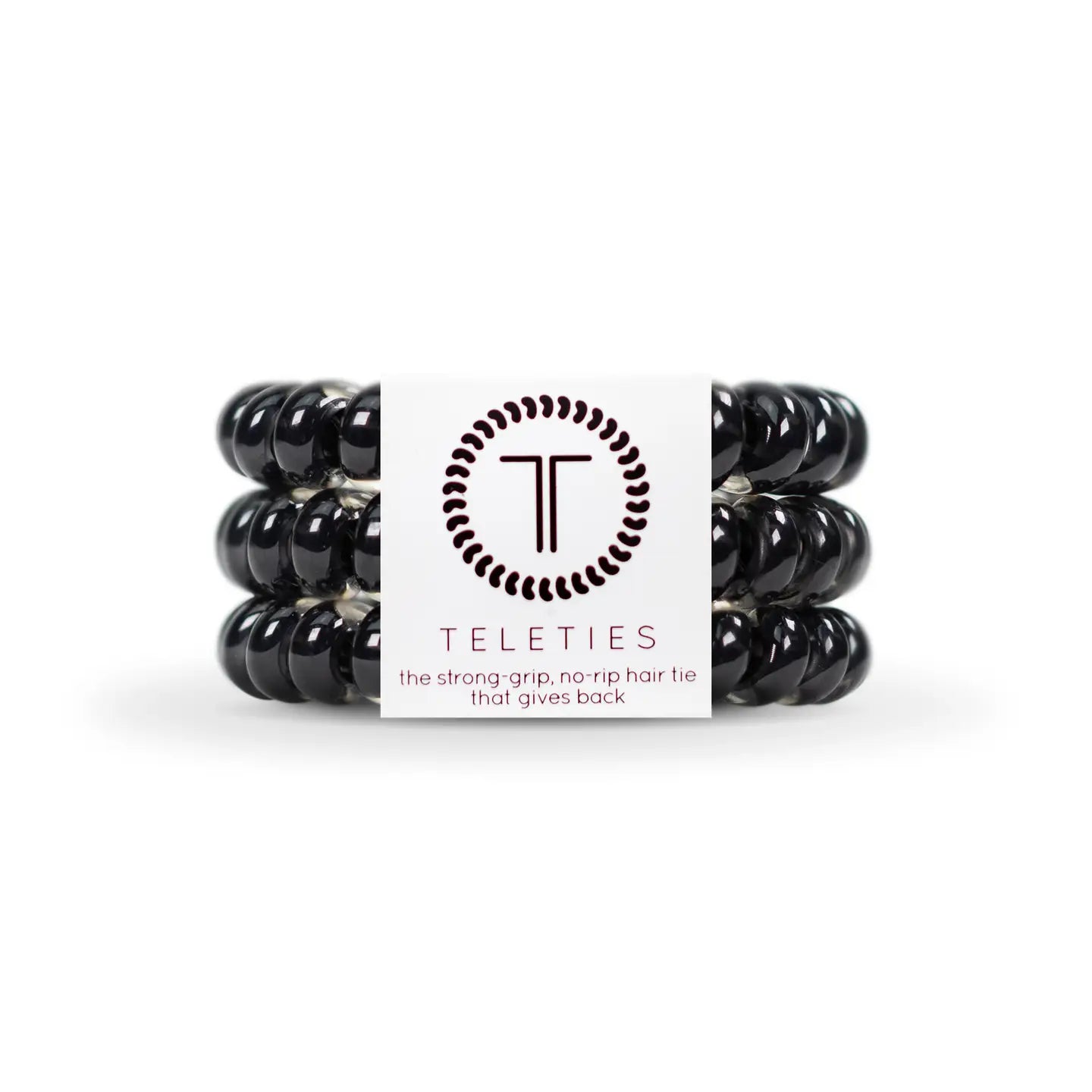 Jet Black - Large Spiral Hair Coils, Hair Ties, 3-pack