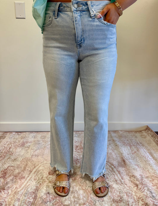 Light Wash High Rise Slim Wide Leg Jeans