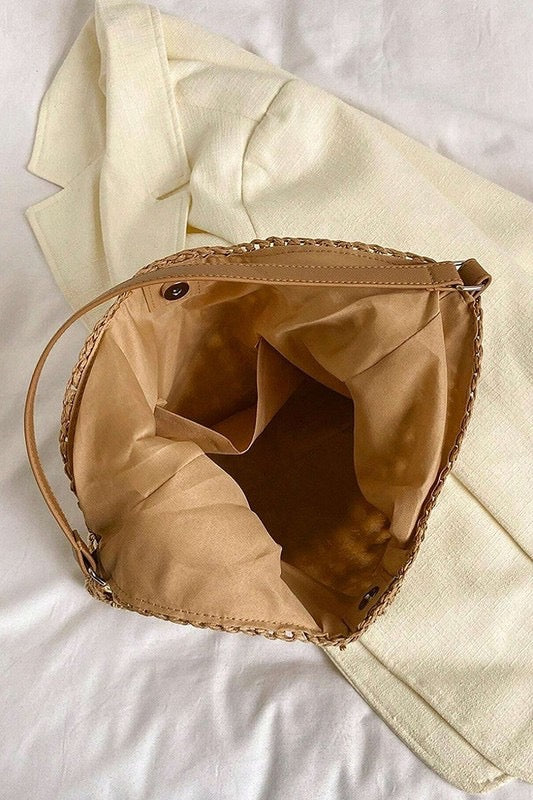 Ash Mocha Crochet Bucket Shoulder Bag