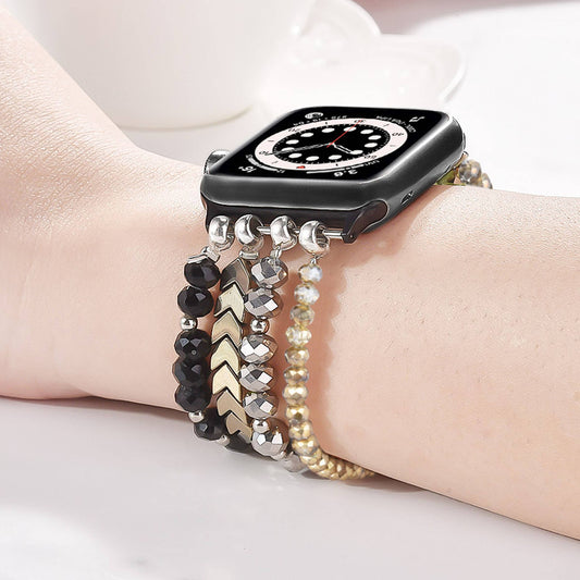 Arrow Beaded Apple Watch Elastic Band: 38/40/41mm / Black
