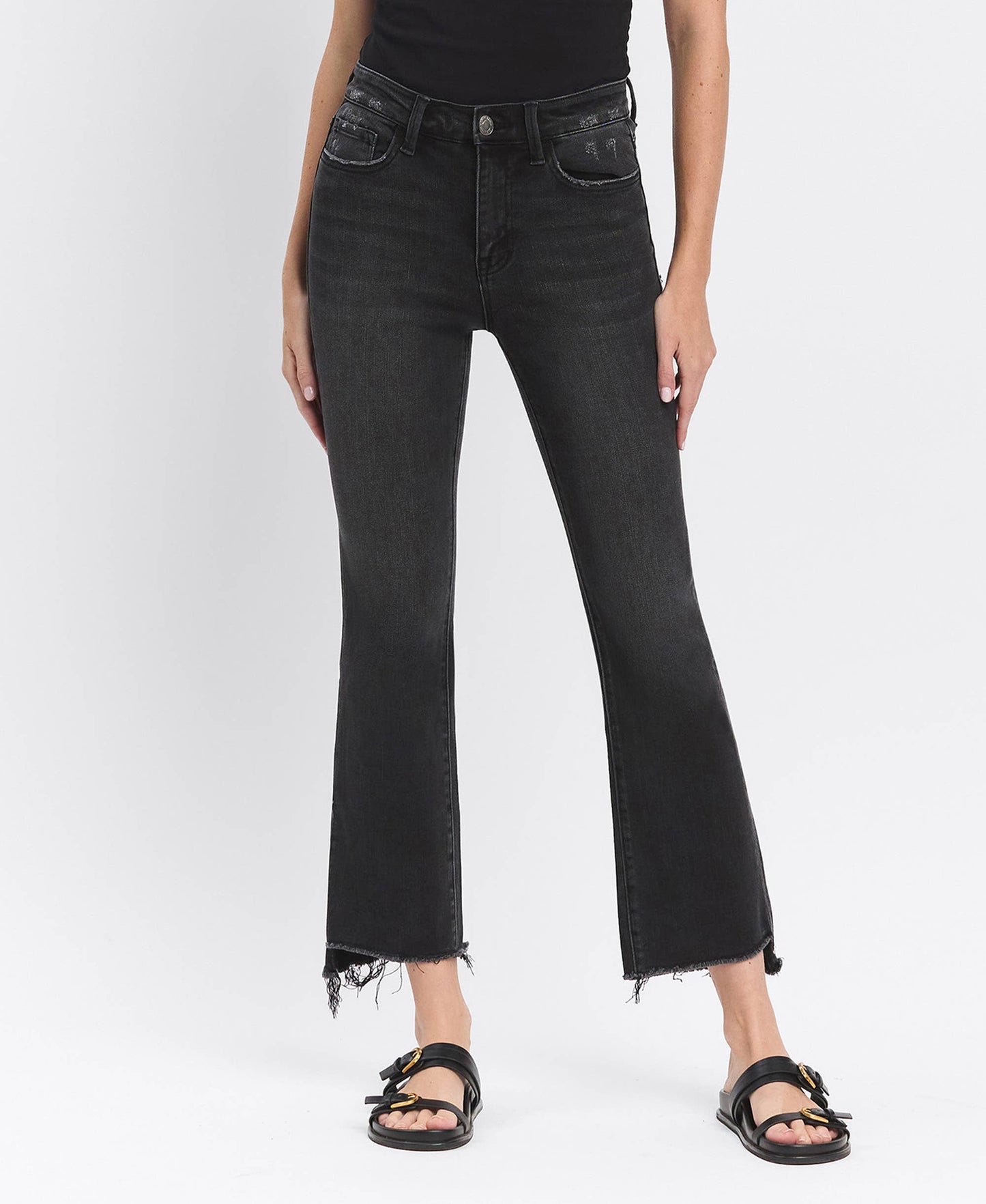 Vervet Black High Rise Crop Flare Jeans