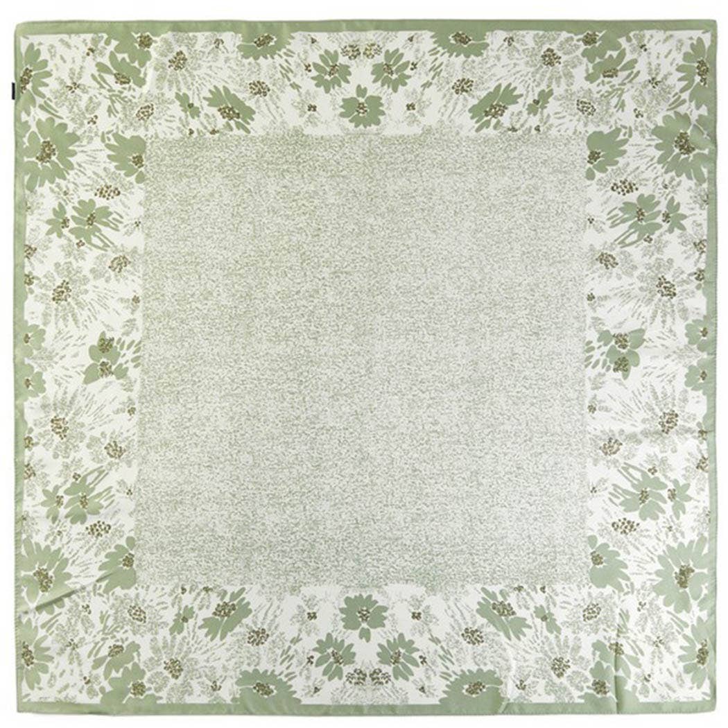 Olive Vintage Floral Silky Square Scarf