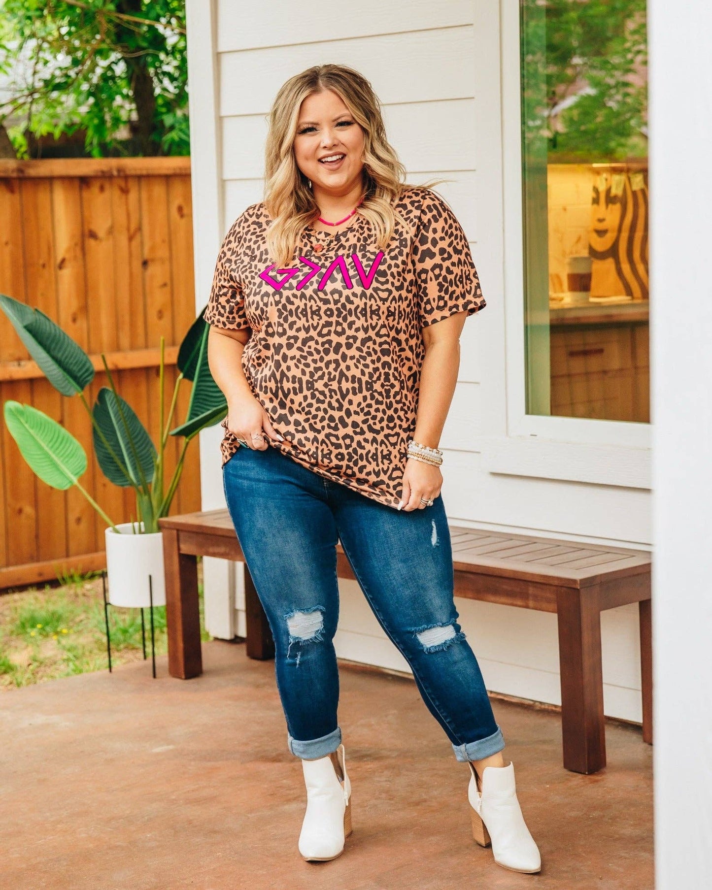 God Is Greater Leopard Crew Neck Tee