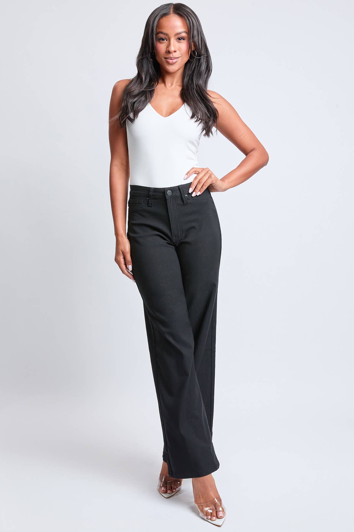 Hyperstretch High Rise Wide Leg: Black