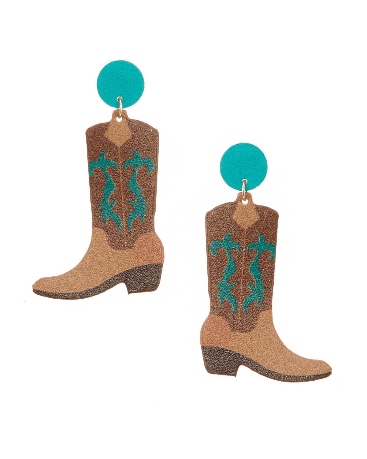 Brown Leather Western Boot Earrings