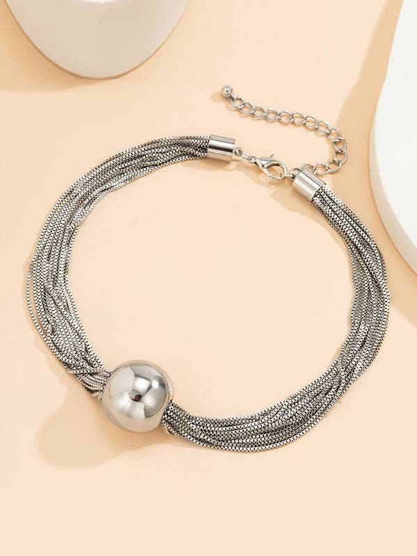Silver Wire Chain Statement Necklace
