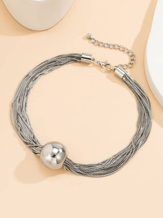 Silver Wire Chain Statement Necklace