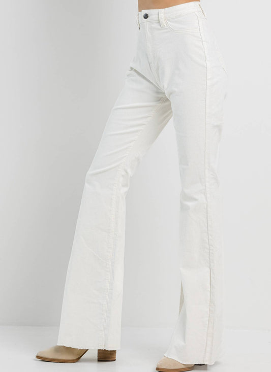 Cream Corduroy Flare Jeans