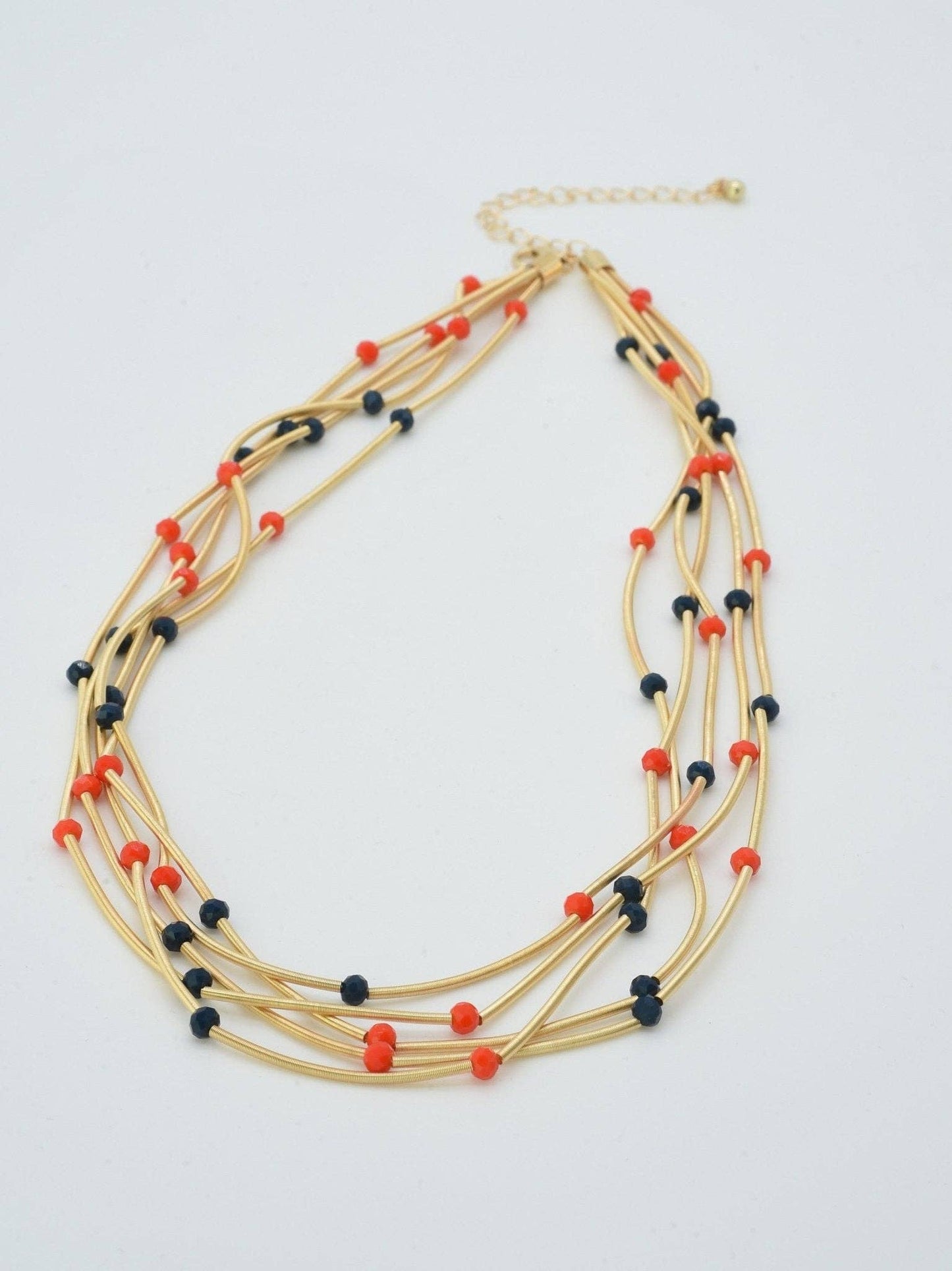 Orange & Navy Multi Strand Necklace