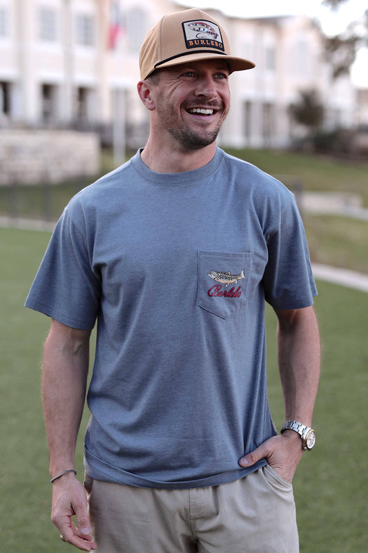 River Fish - SS: Heather Blue Jean