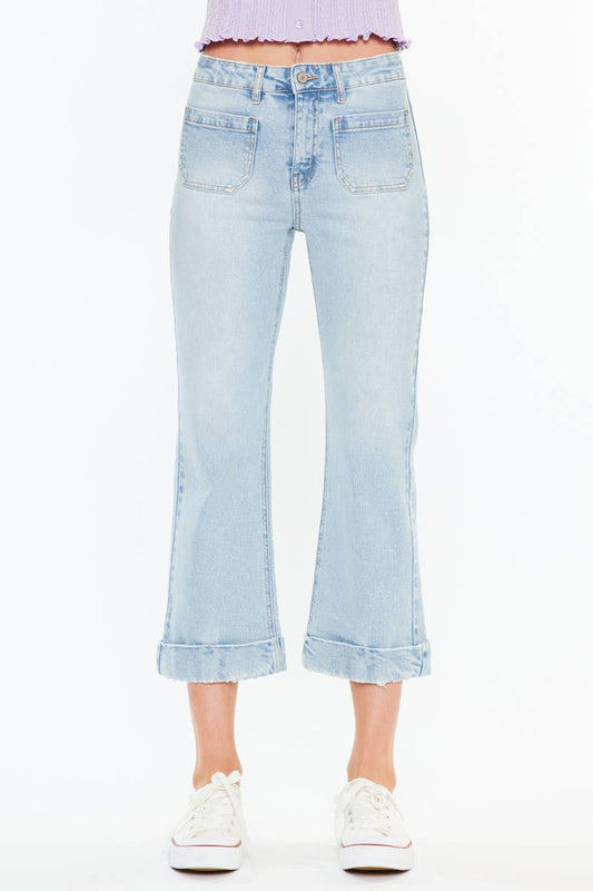 KC Light High Rise Relaxed Cropped Flare Jeans