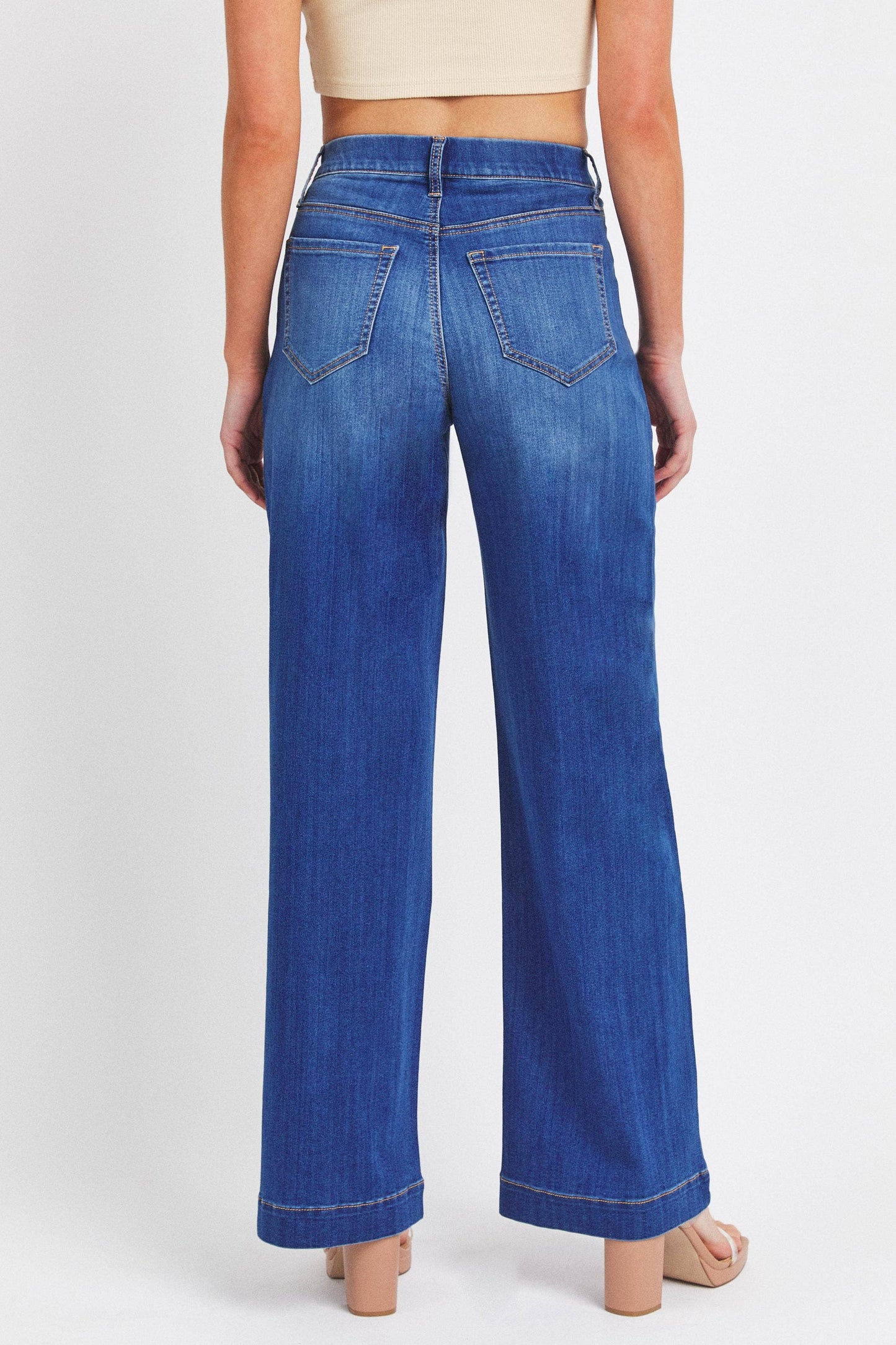 Cello Medium High Rise Pull-On Wide Leg Denim