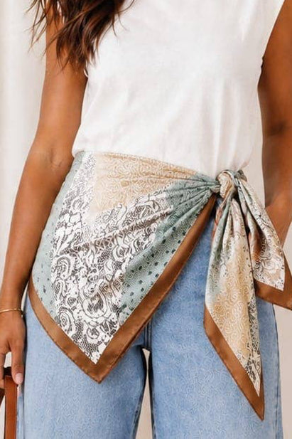 Brown Paisley Print Square Scarf