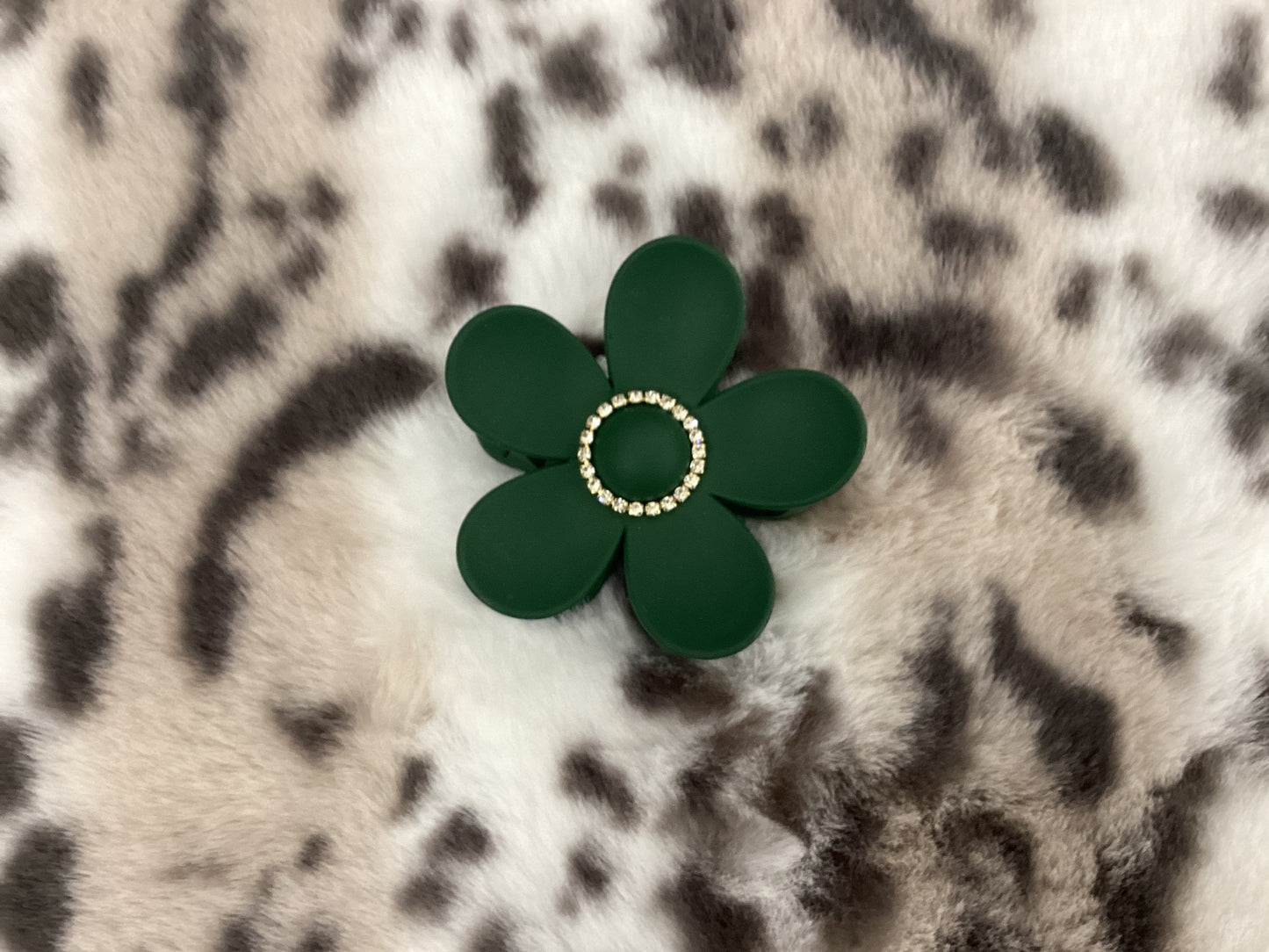 Green Sparkle Flower Hair Clip