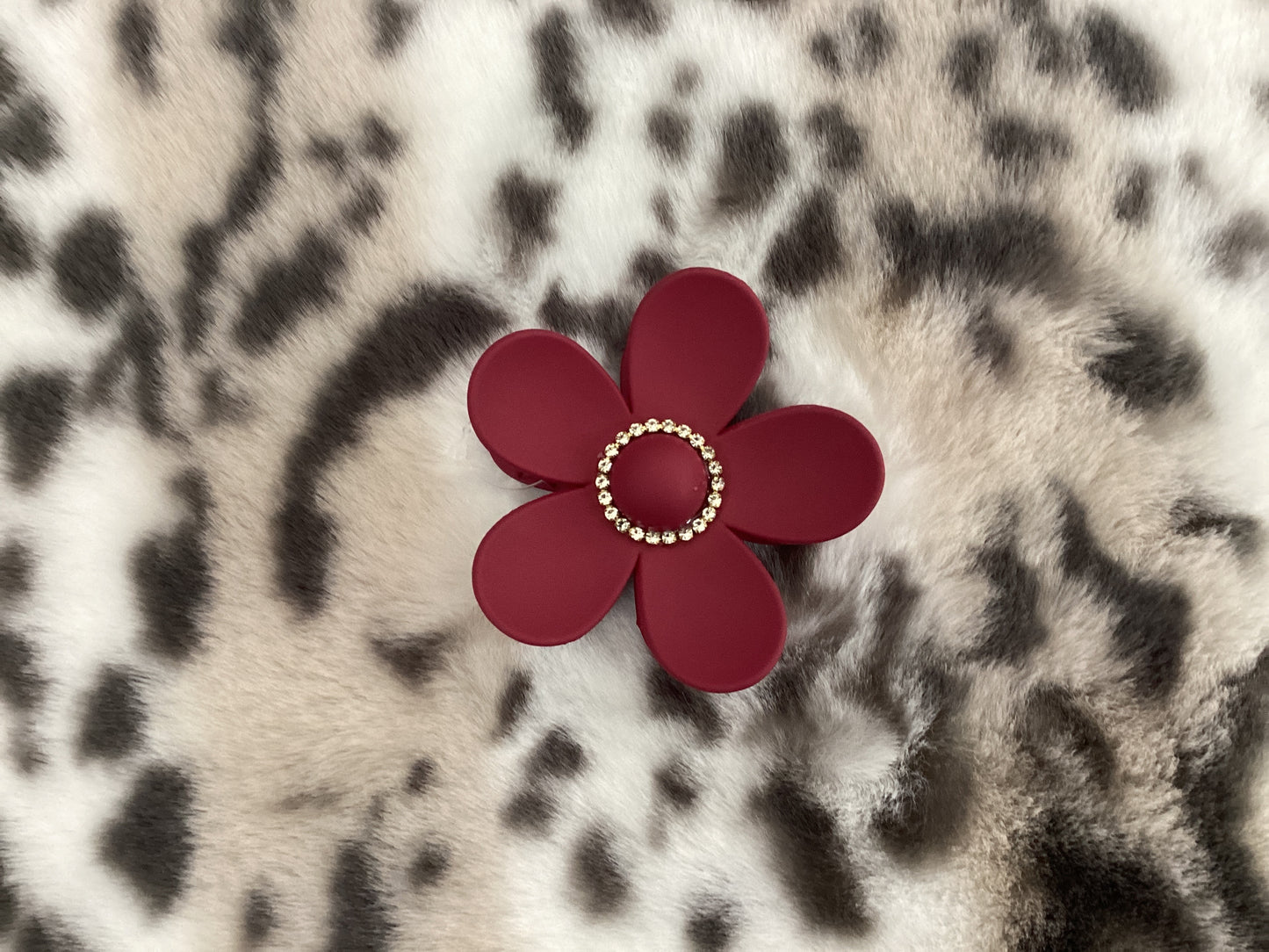 Burgundy Sparkle Flower Hair Clip