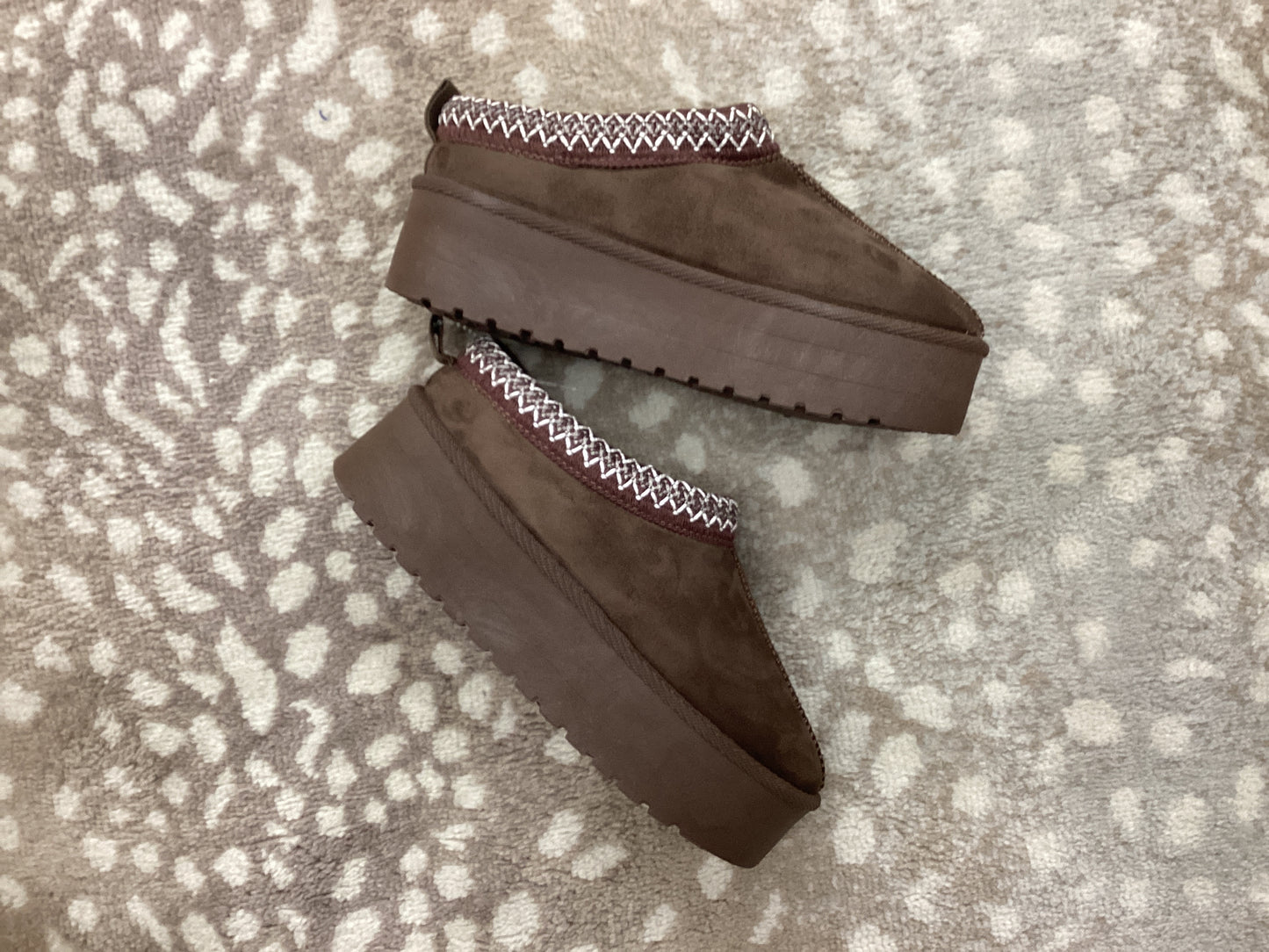 Brown Fluffy Platform Faux Fur Lined Ankle Boot