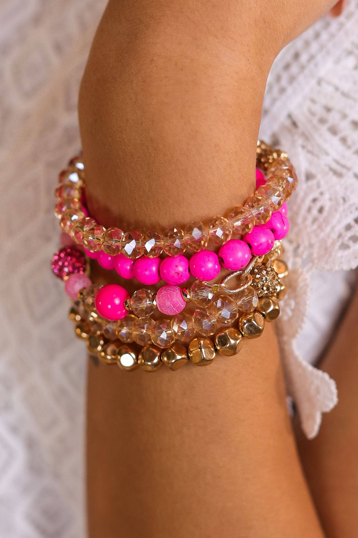 Pink 5 strand bracelet