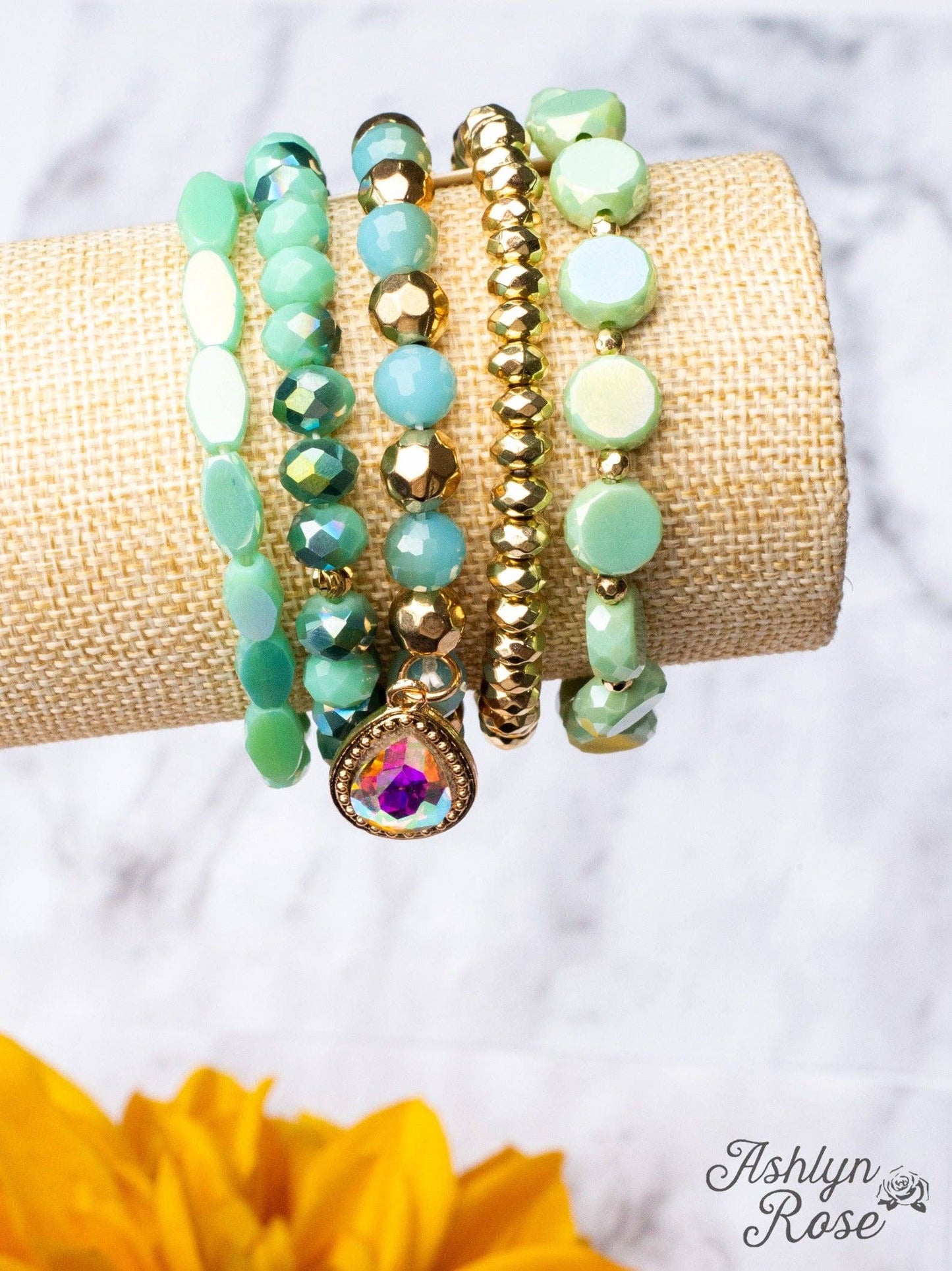 TURQUOISE CRYSTAL BRACELET SET