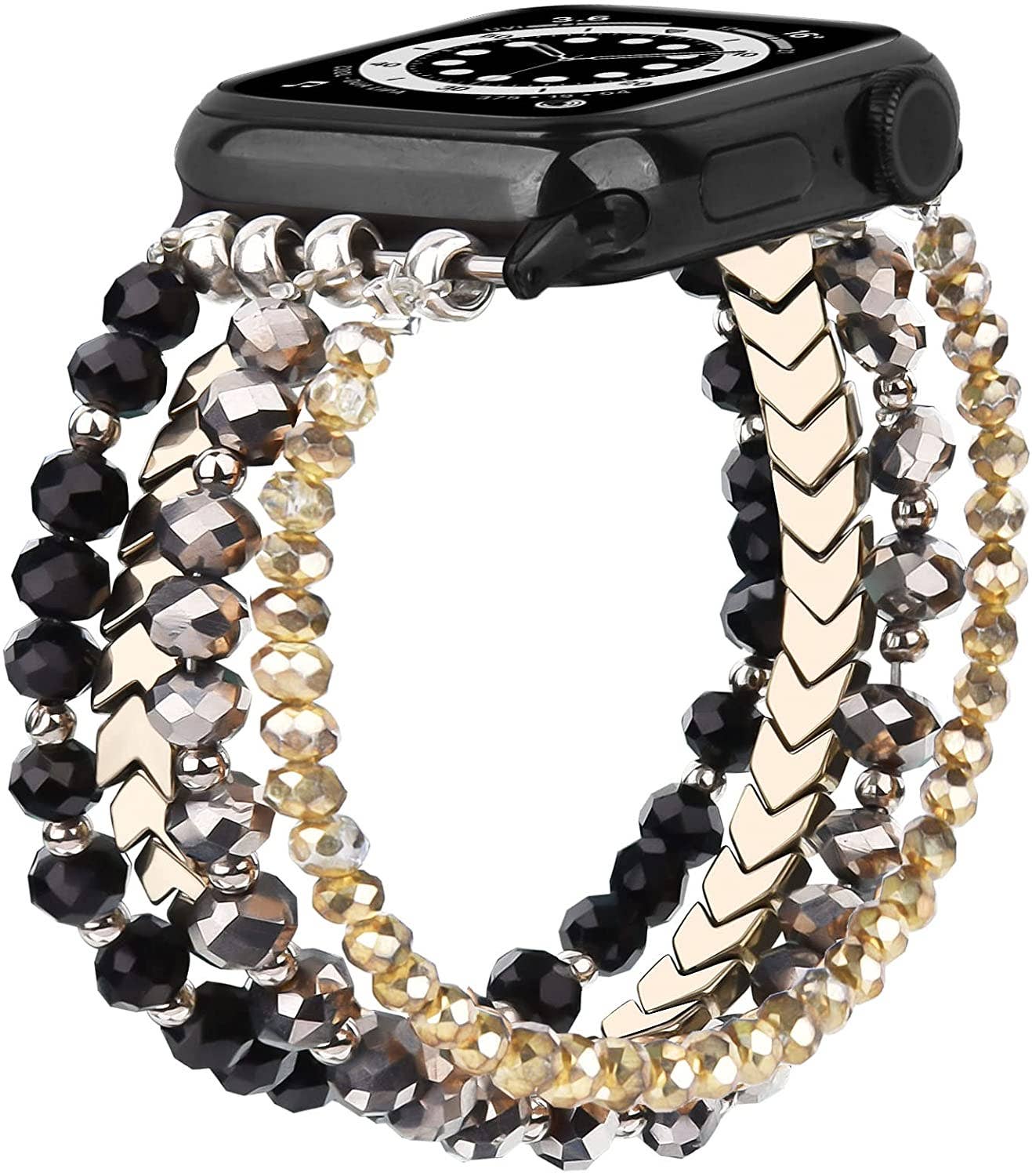 Arrow Beaded Apple Watch Elastic Band: 38/40/41mm / Black