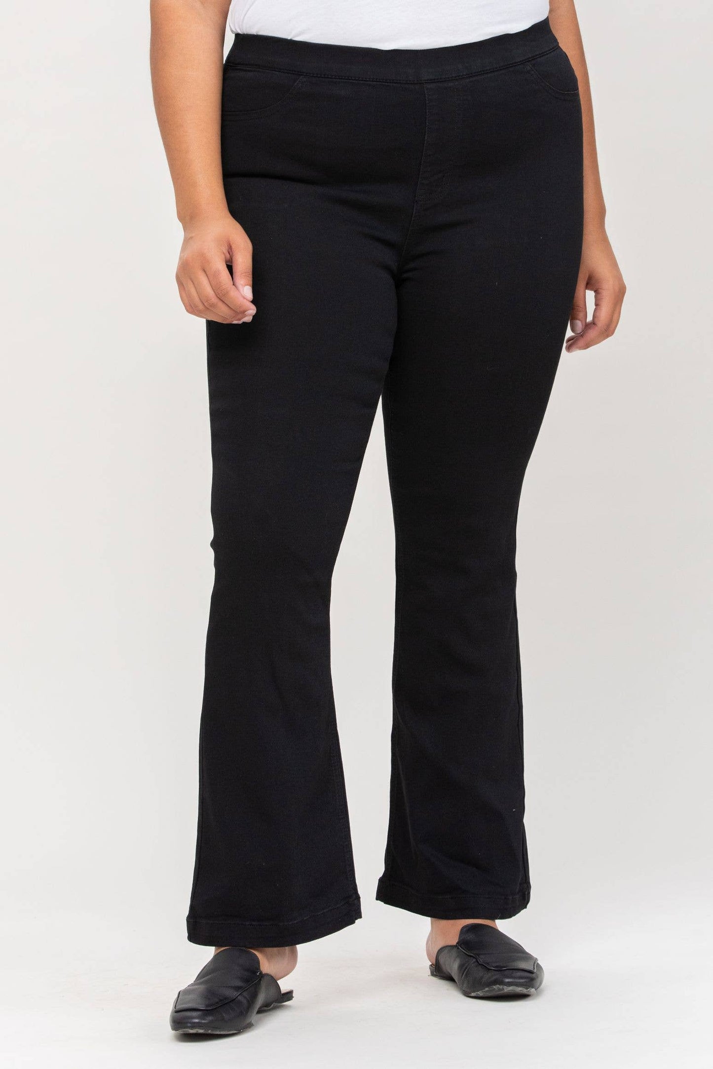 Plus Cello Black Petite Flare Jeans
