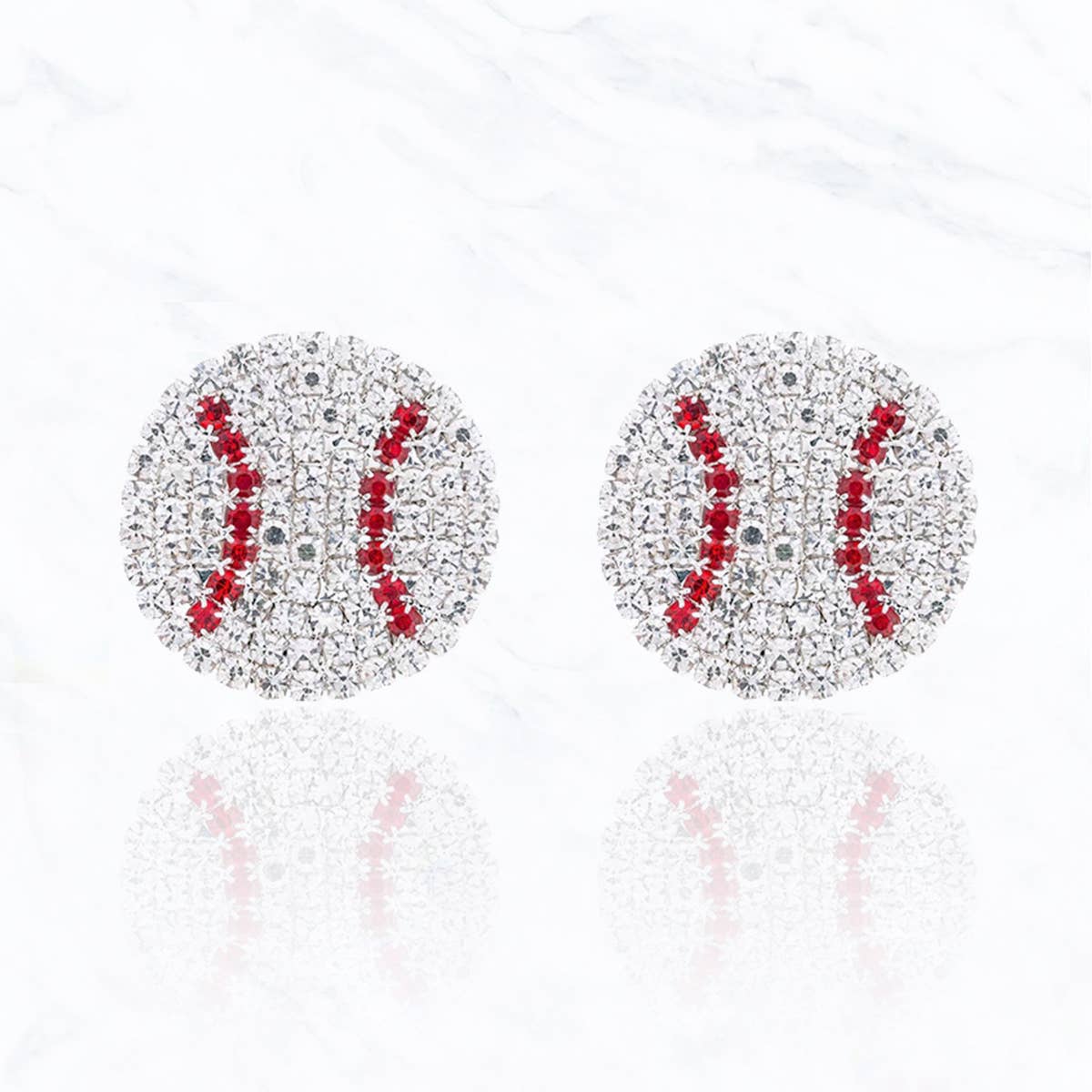 Baseball Rhinestone Post Earrings