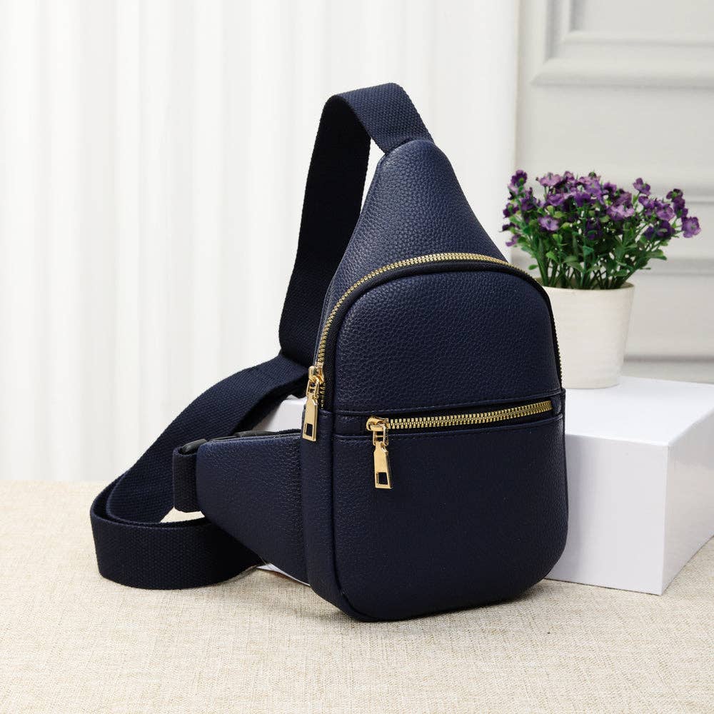 Slim Fit Size Sling Bag: Navy