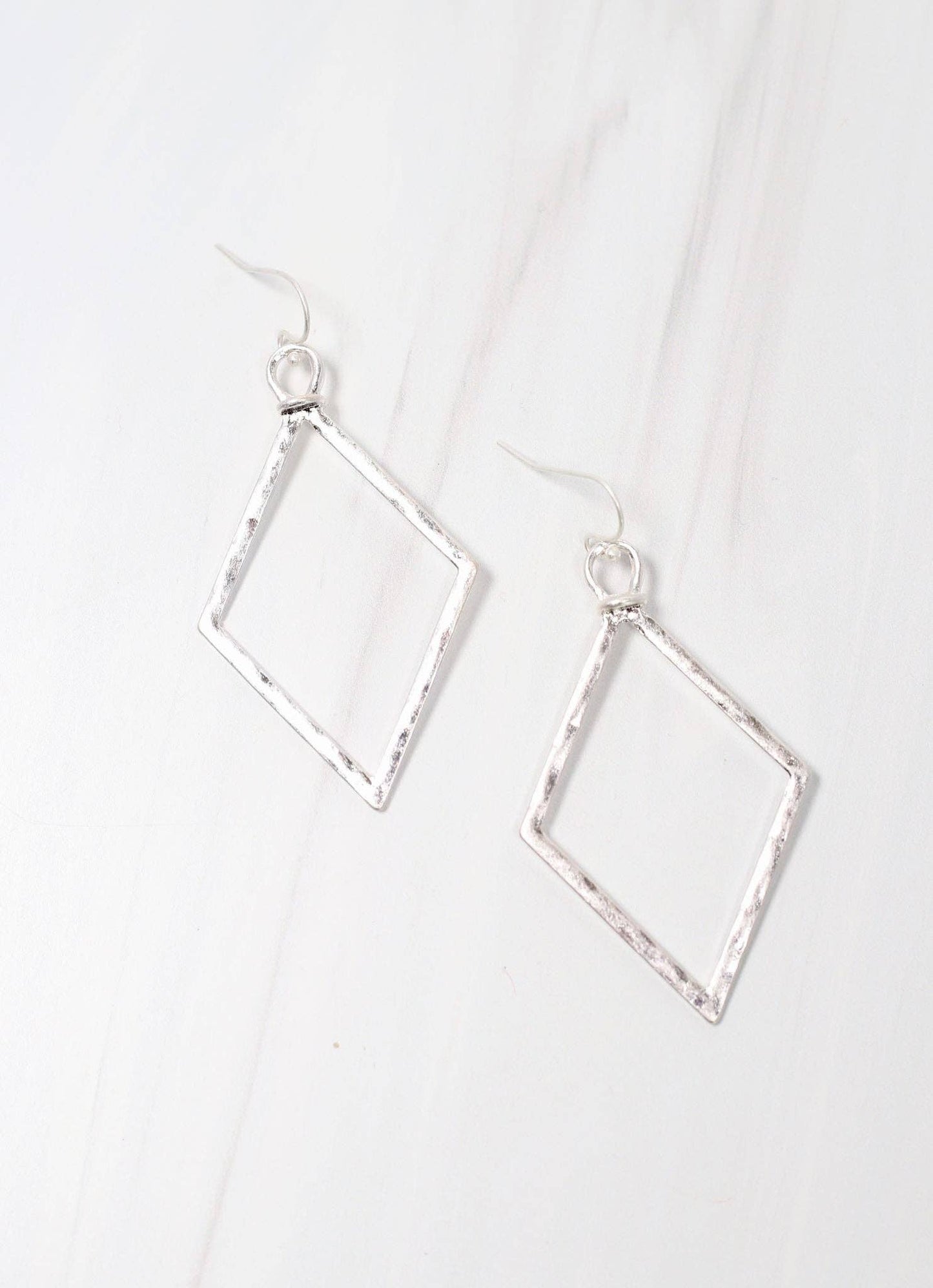 Elisa Diamond Drop Earring WORN SILVER