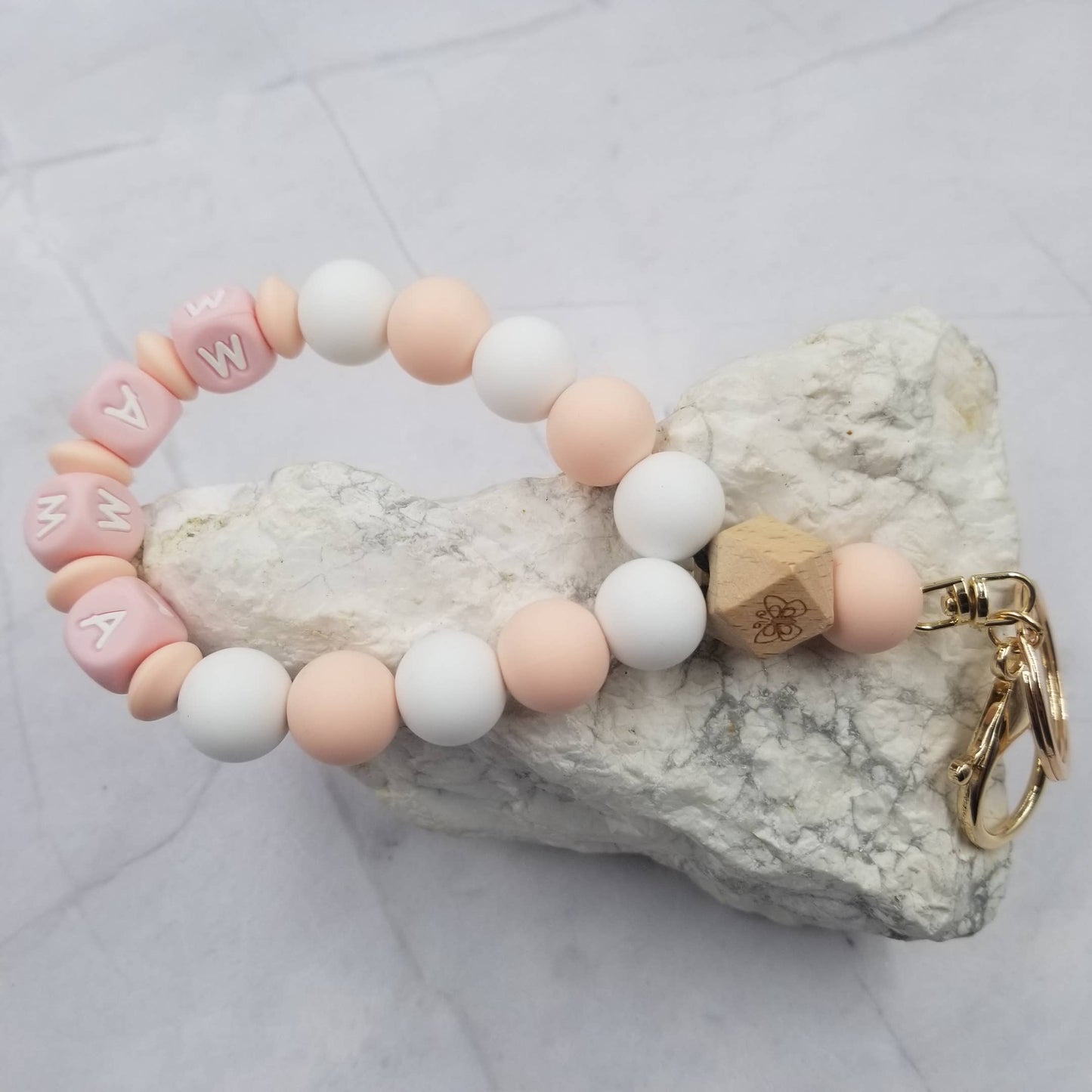 Silicone Beaded MAMA Bracelet Keychain