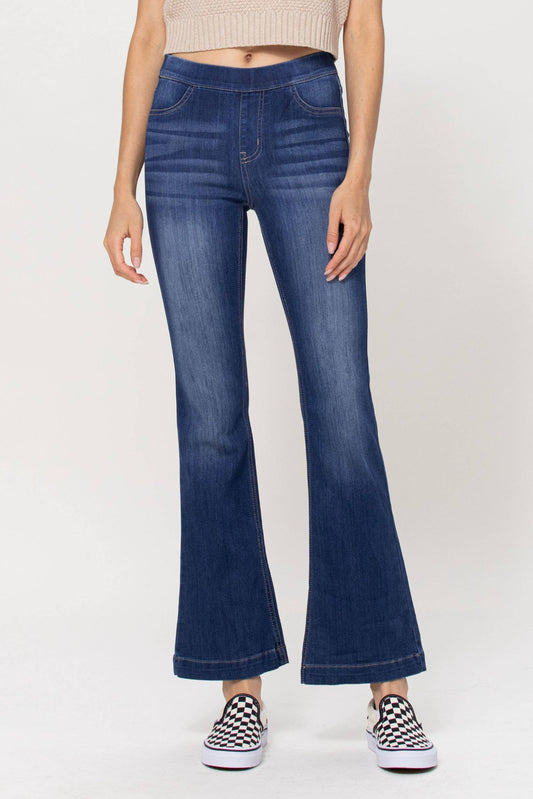 Cello Petite Dark Denim Flare Jeans