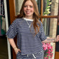 Navy Striped Cotton Tee & Shorts Set